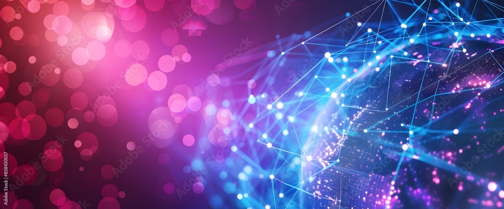 Poster abstract digital background with fiber optic cables and global network connections, representing fas