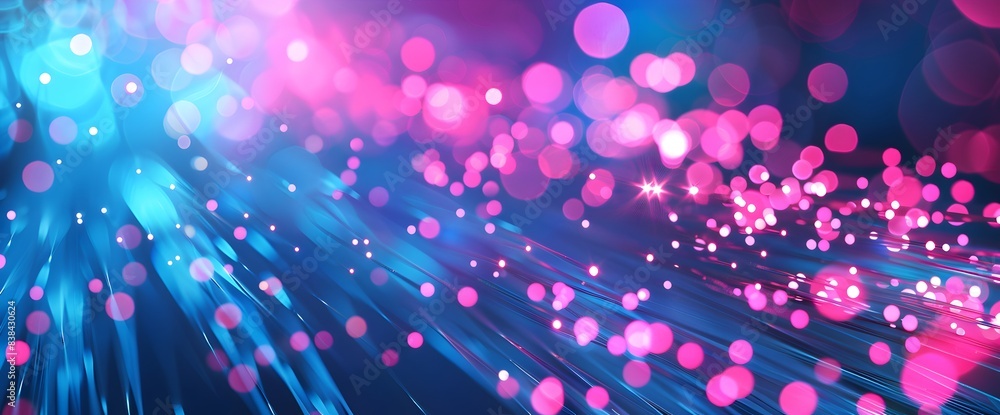 Poster futuristic digital background with a fiber optic network of connections, using a dark blue color the