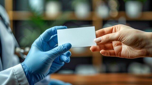 Healthcare Professional Handing Over a Prescription Card. Generative ai
