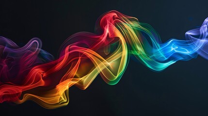 Fototapeta premium Silk and Smoke Rainbow smoke, negative space, isolated on black background, advertising photoshoot, pride month LGBTQIA theme