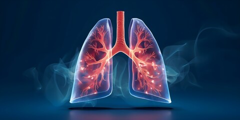 3D rendering of human lung anatomy for health care and medical applications. Concept 3D Rendering, Human Lung Anatomy, Health Care, Medical Applications