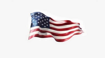 Obraz premium Waving American flag, stars and stripes, symbol of freedom and patriotism, isolated on white background, photorealistic, whimsical, manipulation, neutral background