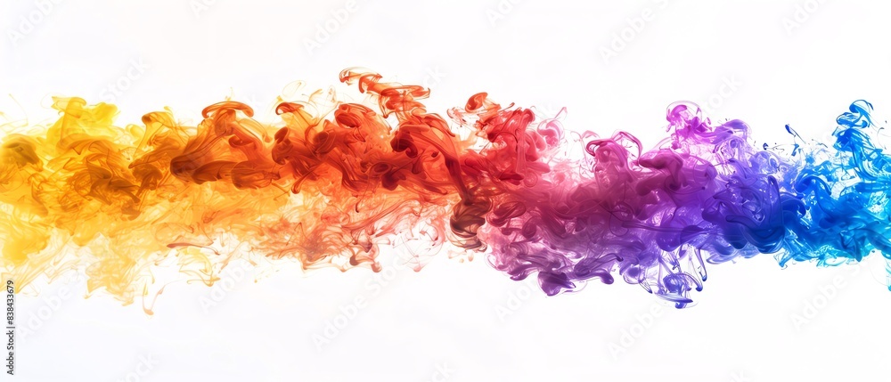 Wall mural cosmic dust rainbow smoke, negative space, isolated on black background, advertising photoshoot, pri - Wall murals
