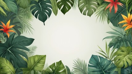 Abstract simply background with natural line arts. green leaf natural background banner