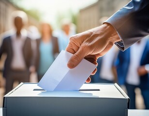 Decisive Action: Hand Places Ballot in Voting Box"