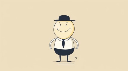 A cartoon character wearing a hat and tie with his arms crossed, AI