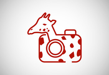 Giraffe camera logo design vector icon symbol illustration. photography logo