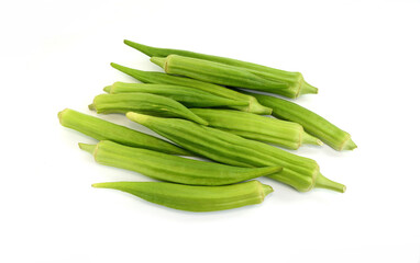 fresh okra isolated on a white background