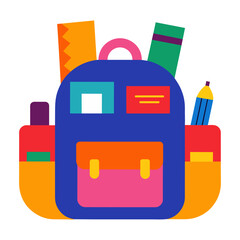 Back to school children bag with stationary illustration