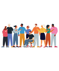 Flat Style Of 10 People Showing Diversity Equality And Inclusion