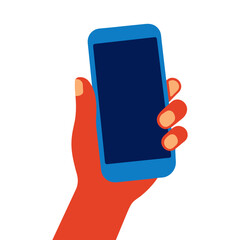 Human hand holding smartphone illustration
