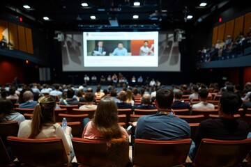 Sports Ethics Symposium on Doping Impact with Speakers and Engaged Audience in Auditorium
