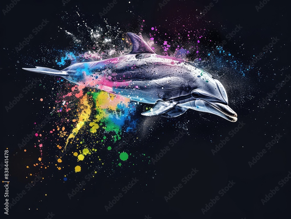 Wall mural dolphin jumping out of water