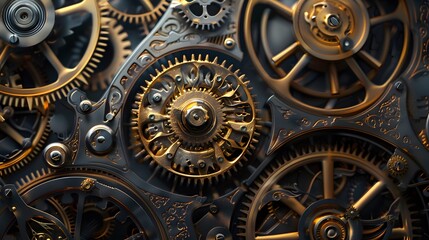 Fototapeta premium A close up of a large, old fashioned clock with many gears
