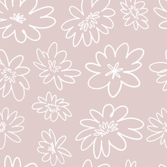 Abstract peony flowers seamless pattern. Floral ornament in simple style. Vector botanical design.