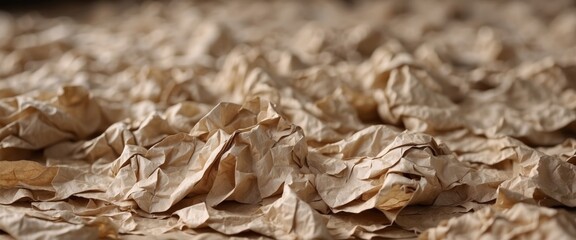 Crumpled craft paper texture close up Abstract background Flat lay Top view.