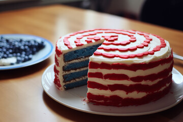 American flag layer round cake, independence day