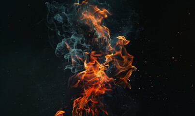Fototapeta premium Flames on Black Background in Minimalist Style. Stunning, Realistic Fire Elements for Dramatic Visual Effects.