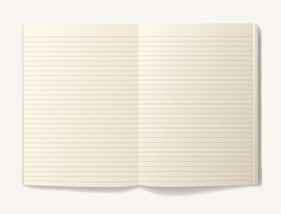 rulled  beige pages old realistic notebook with shadow