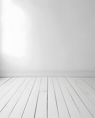 Empty white room with lights and shadows of window mock up