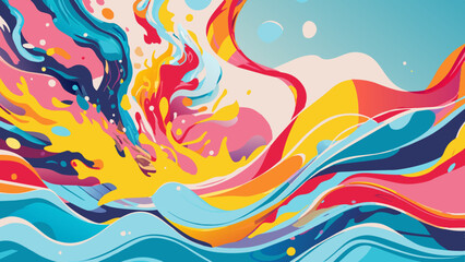 Colorful Abstract Artwork with Dynamic Waves and Swirls
