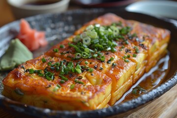Tamagoyaki - Sweet, layered omelette served as part of a sushi platter or bento box. 