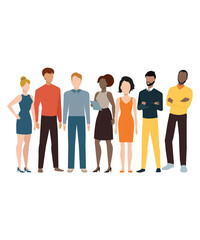 Flat Art Style Of 7 Corporate People Vectors In Minimalist Art
