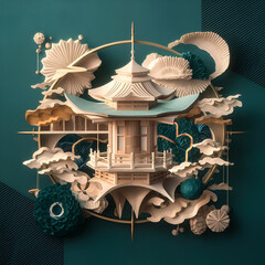 Add a touch of elegance to your project with a Japanese paper collage template that showcases the intricate details of this art style.