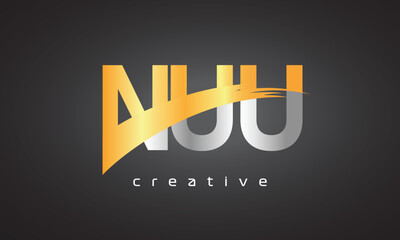 NUU Creative letter logo Desing with cutted letter