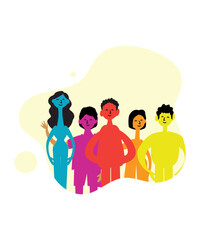 Flat Style Art Of 5 Corporate People Working Vectors In Minimalist Art