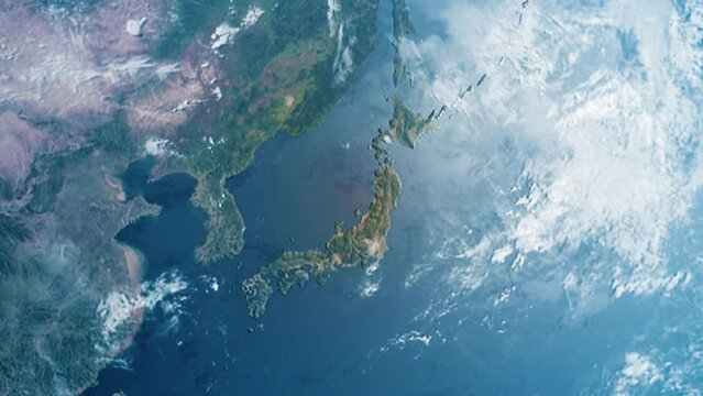 宇宙から地球の日本へズーム