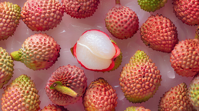 lychee fruit on a ice background