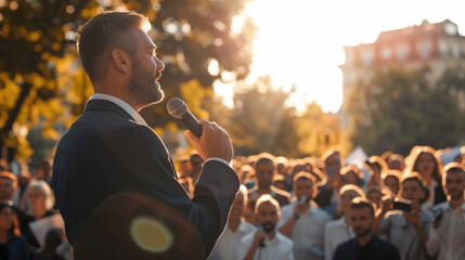 politician man speech for the big auduence