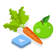 3D Isometric Flat Vector Illustration of Vitamins And Minerals, Healthy Food Supplements. Item 6