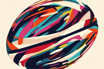 Illustration of Detailed Rugby Ball with Clean Lines and Vibrant Colors