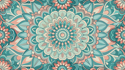 The image displays a symmetrical, mandala-like pattern with intricate designs and shapes