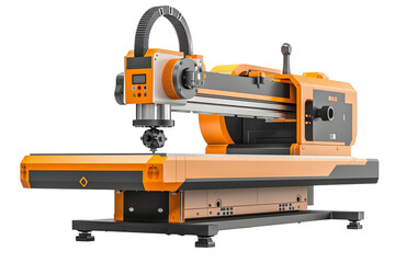 Fototapeta premium Isolated electric saw, a vital tool in construction alongside industrial machinery like bulldozers and excavators