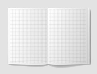 grid white realistic notebook with shadow