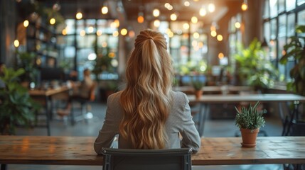 Busy Office Scene with Blurred Background Generative AI