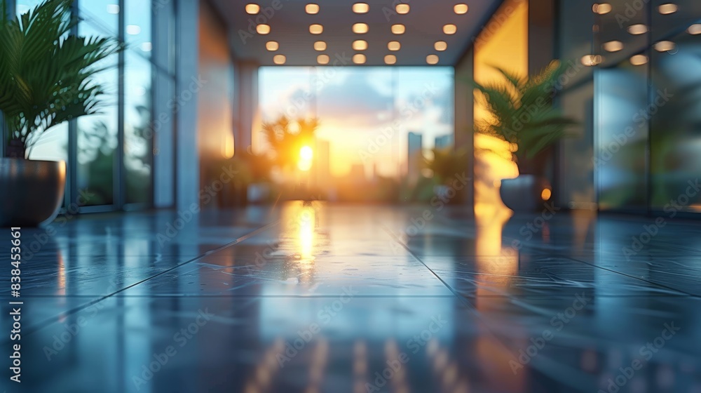Aufkleber modern office space with blurred background generative ai