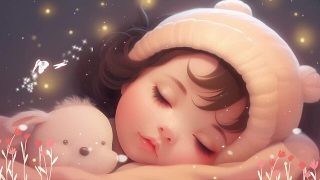 Babies fall a sleep animation for lullaby music, looped video background