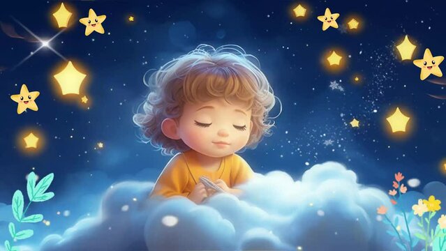 Babies fall a sleep animation for lullaby music, looped video background