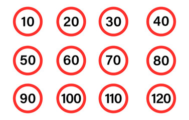 Speed ​​limit set. Road sign. Vector