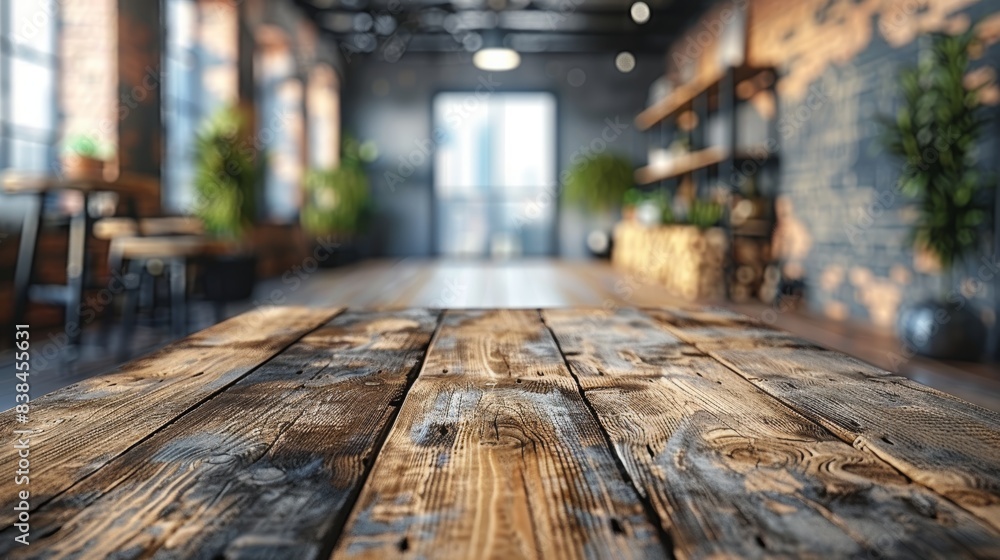 Aufkleber empty wooden table for product display generative ai