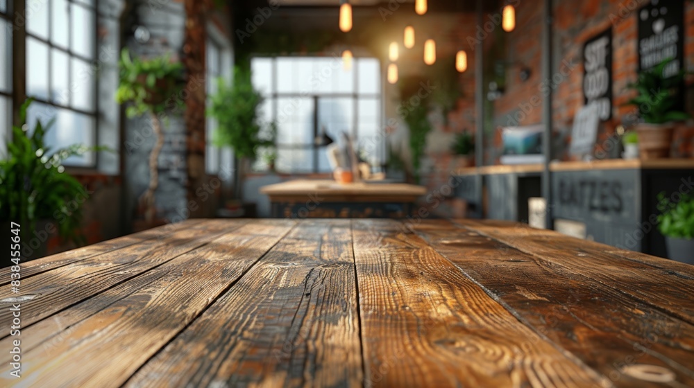 Aufkleber empty wooden table for product display generative ai