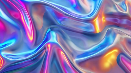 A close-up of smooth silver fluid waves with an LED texture background.

