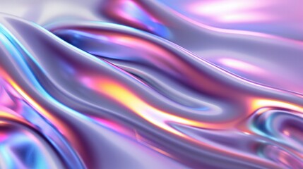 Obraz premium A close-up of smooth silver fluid waves with an LED texture background.