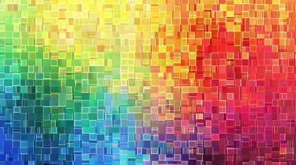 A pixelated mosaic texture with a vertical gradient of rainbow colors.

