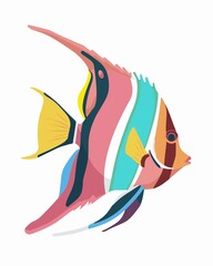 colorful pink blue teal navy yellow orange maroon multi color coral tropical ocean aquarium aquatic oceanic salt fresh water fish illustration design