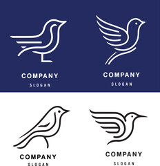 set of cute bird logo design collection vector illustration 